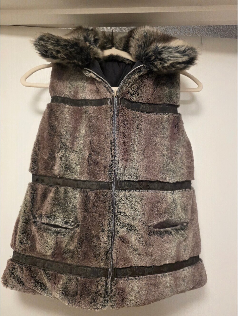 Faux fur reversible chocolate brown vest